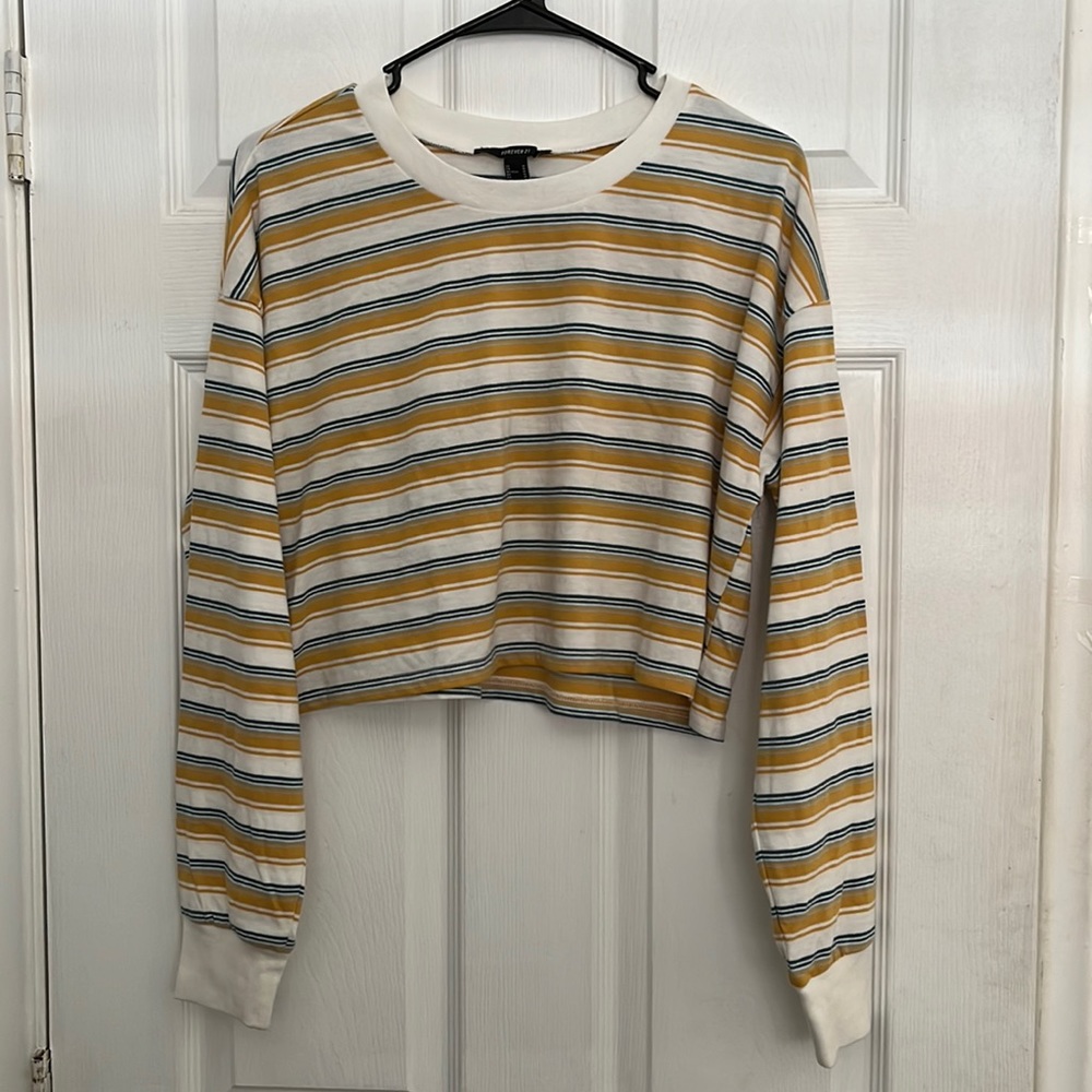 Whit with yellow, dark blue, and light blue strips.